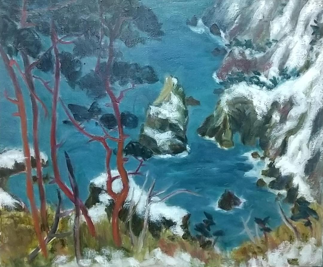 F8 「春雪北山崎」絵画 油絵 油彩画 風景画 アート F8 「春雪北山崎」絵画 油絵 油彩画 風景画 アート F8 「春雪北山崎