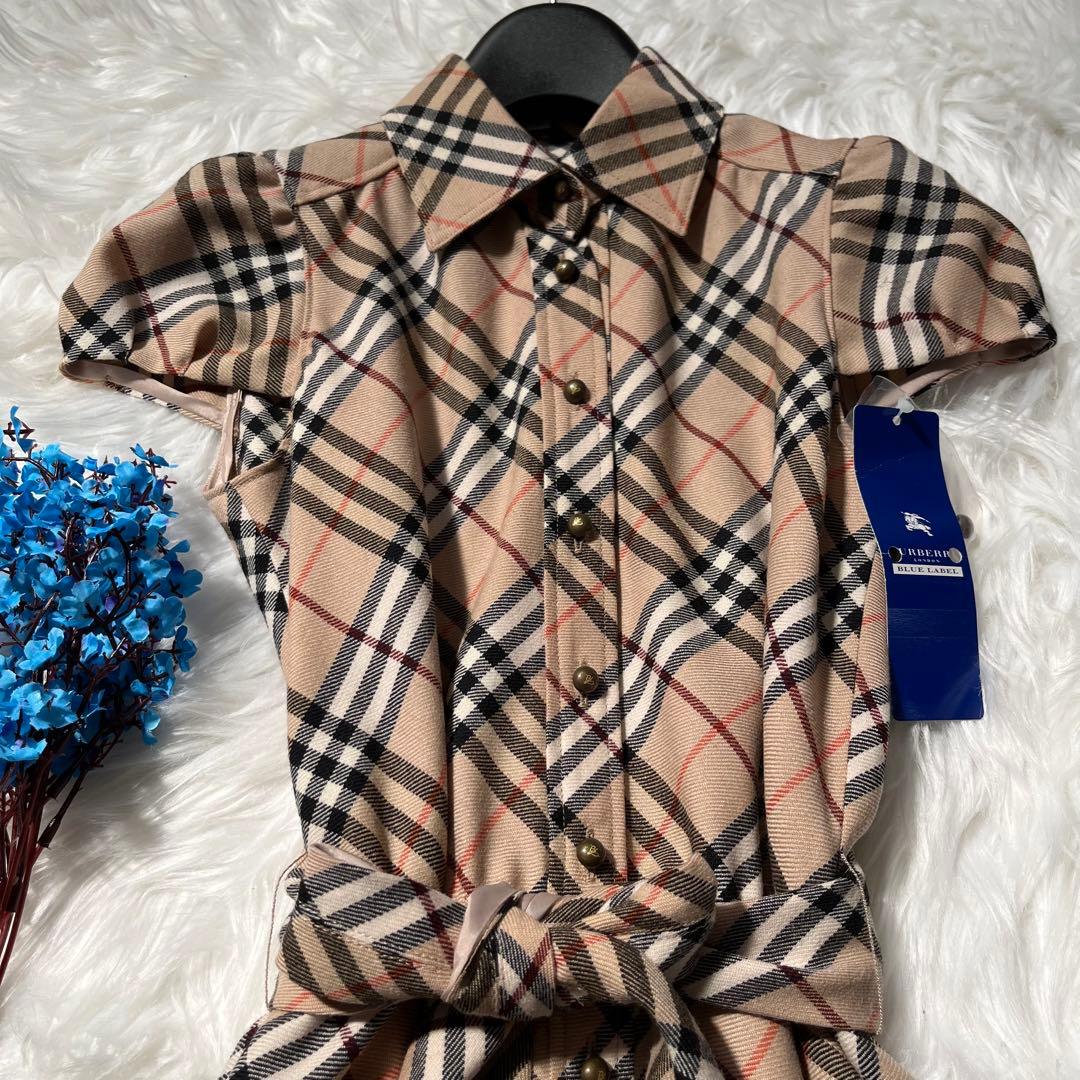 バーバリーブルーレーベル 半袖 ワンピース ノバチェック 襟付き A