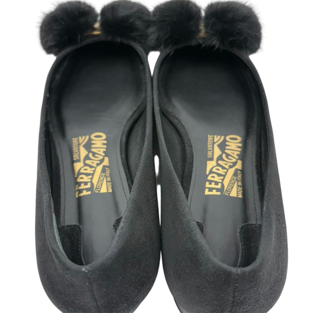 【極美品】サルヴァトーレフェラガモ　24cm　6.5D ヴァリナ　ファー　黒