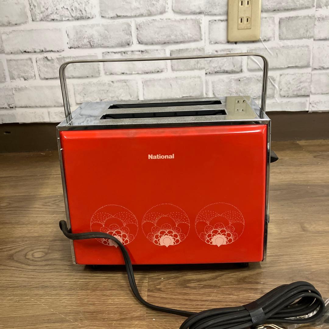 C-4 ジャンク品 昭和レトロ ナショナル 電気トースター NT-665 レッド