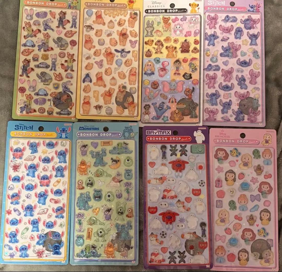 24時間以内発送 ディズニー ボンボンドロップシール 第2弾 8種セット 購入後24時間以内発送〉ディズニー ボンボンドロップ シール ミニ 2枚