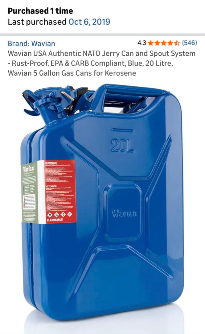 Wavian Jerry Can ガソリン携行缶 灯油缶 20L ブルー - メルカリ