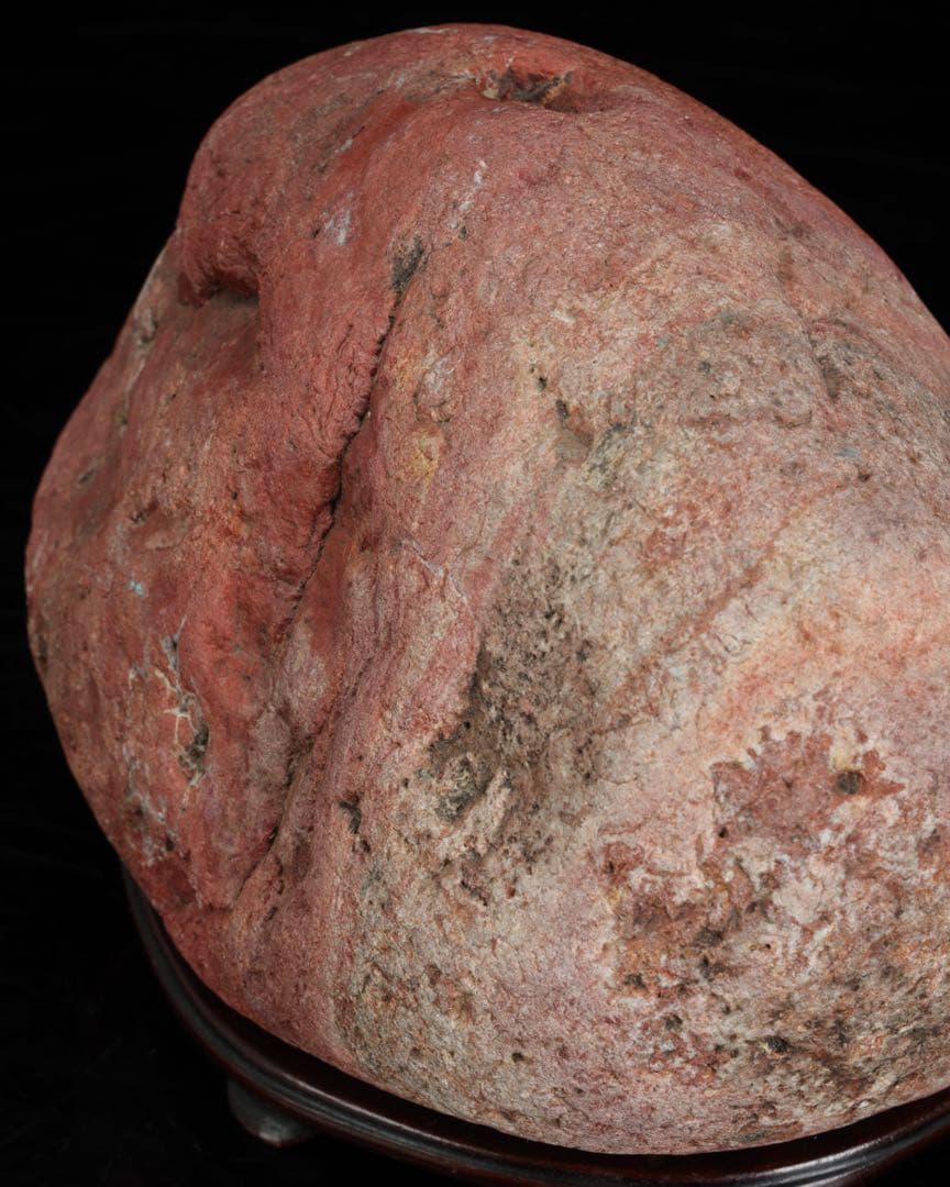 赤玉石 赤石 碧玉 在銘台座付 2.3kg 鑑賞石 原石 天然石 飾石