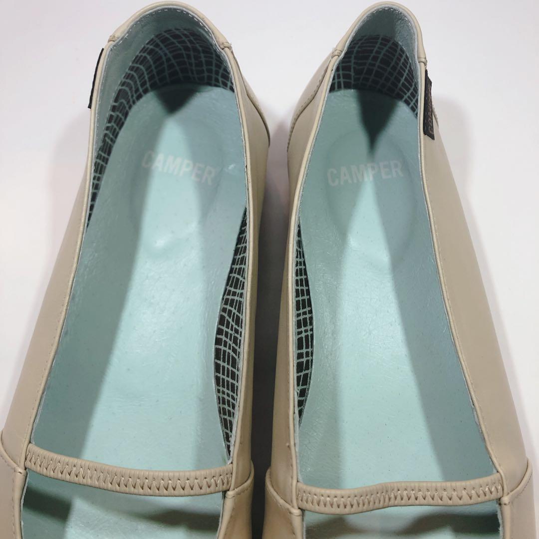 極美品】カンペール 幅広 スクエアトゥ フラットパンプス レッドソール