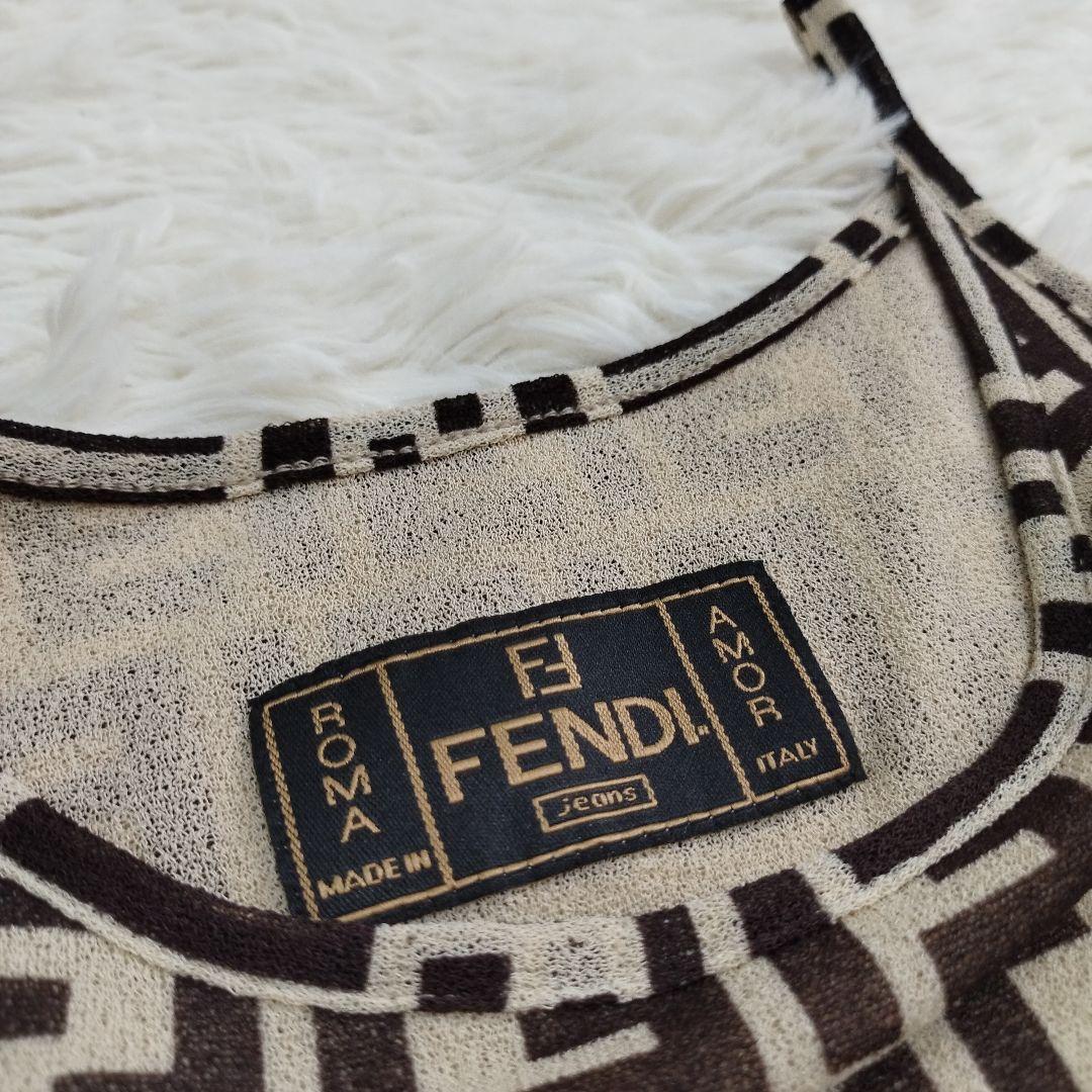 18863✨️フェンディ ズッカ柄 キャミソールワンピース ブラウン