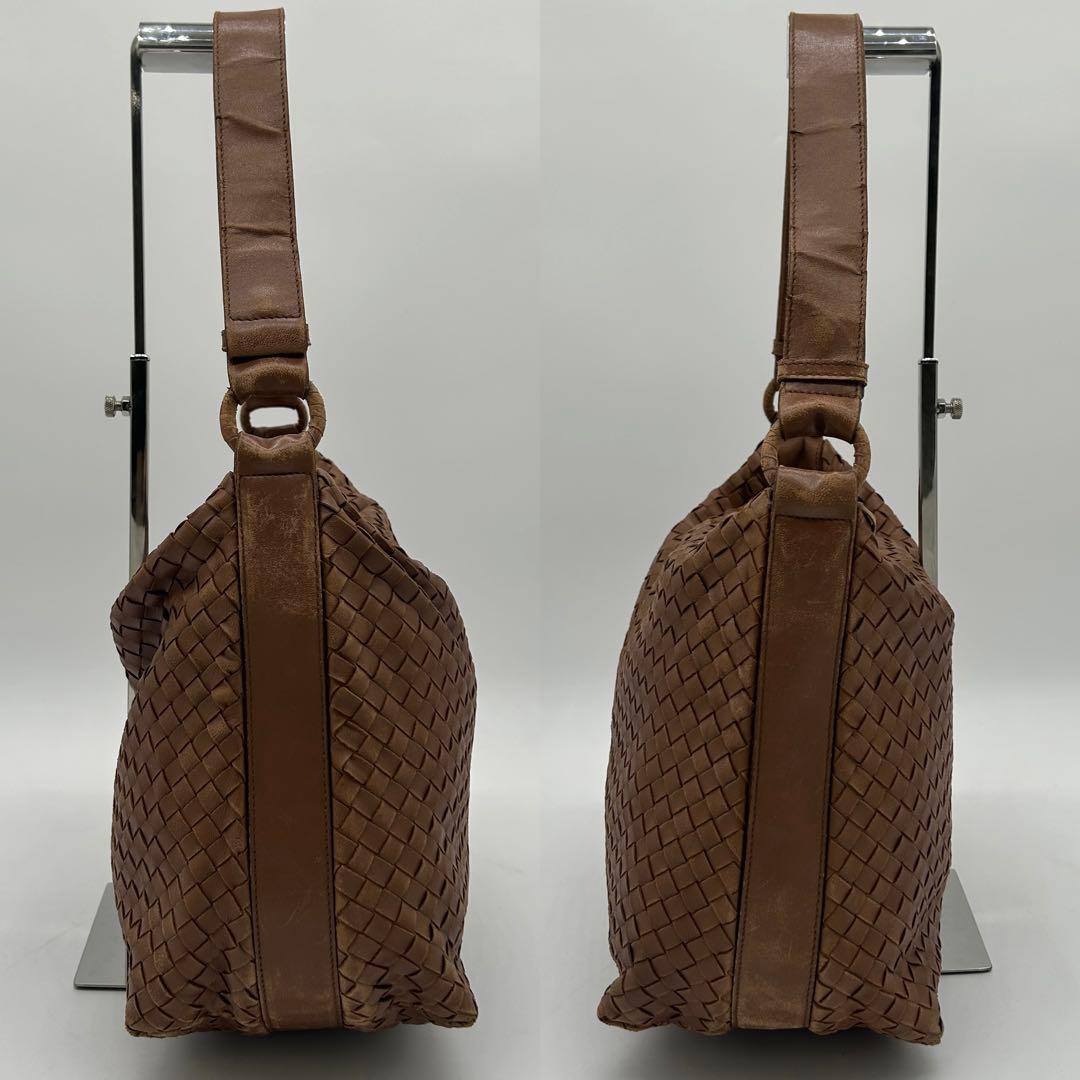 良品】ボッテガヴェネタ ショルダーバッグ イントレチャート ブラウン