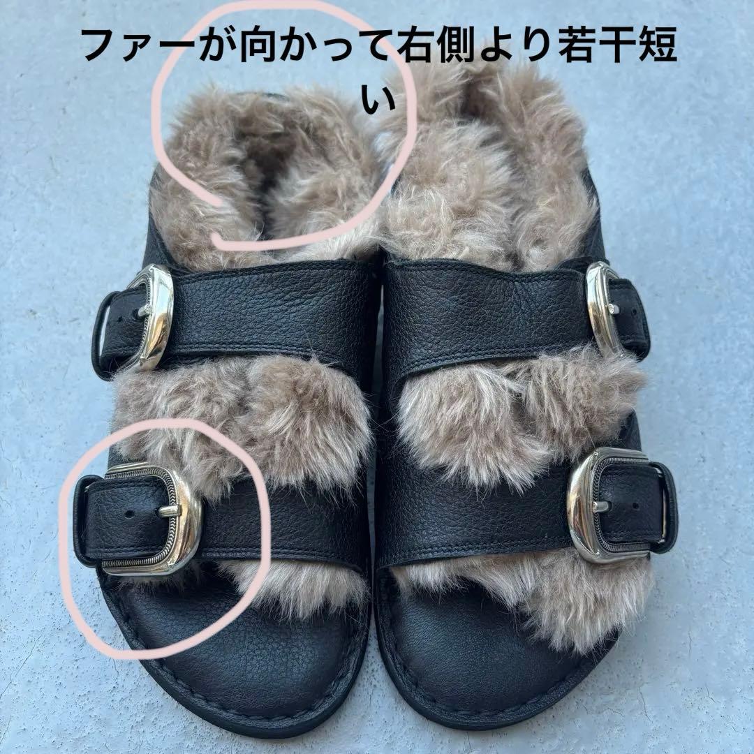 CAMINANDO 未使用級 ファーサンダル ダブルベルト ブラック 24cm位