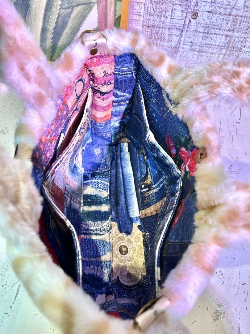 ロラライハリス♡アニマルファー生地♡刺繍のバッグ♡ - トートバッグ新品