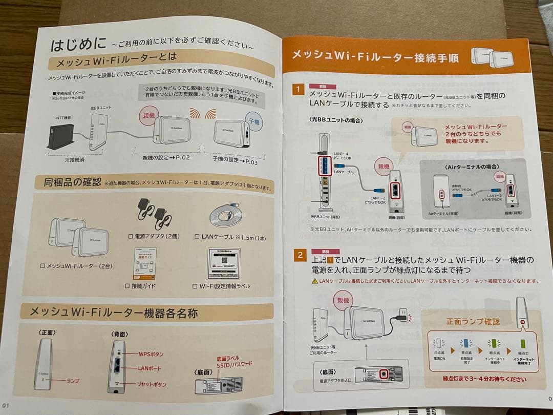 《#アキ303 様》SoftBank メッシュWi-Fiルータ本体x2台と付属品