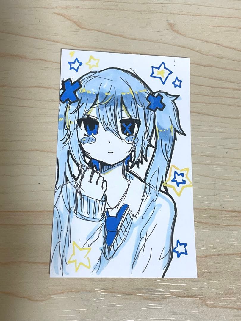 オリジナルイラスト 萌え絵 手描きイラスト チェキ風 3枚 - メルカリ