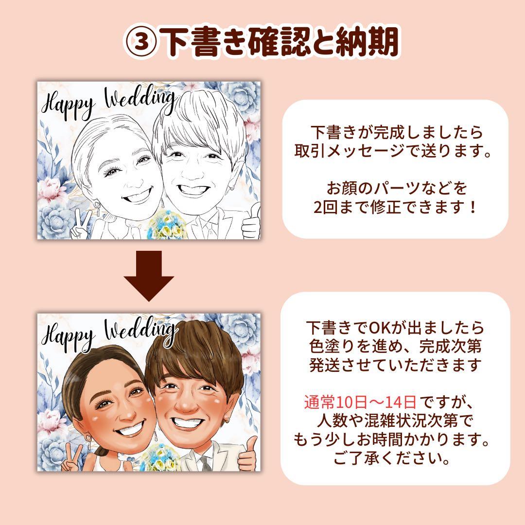 2名さま A4サイズ【似顔絵オーダー】ホワイトフレーム