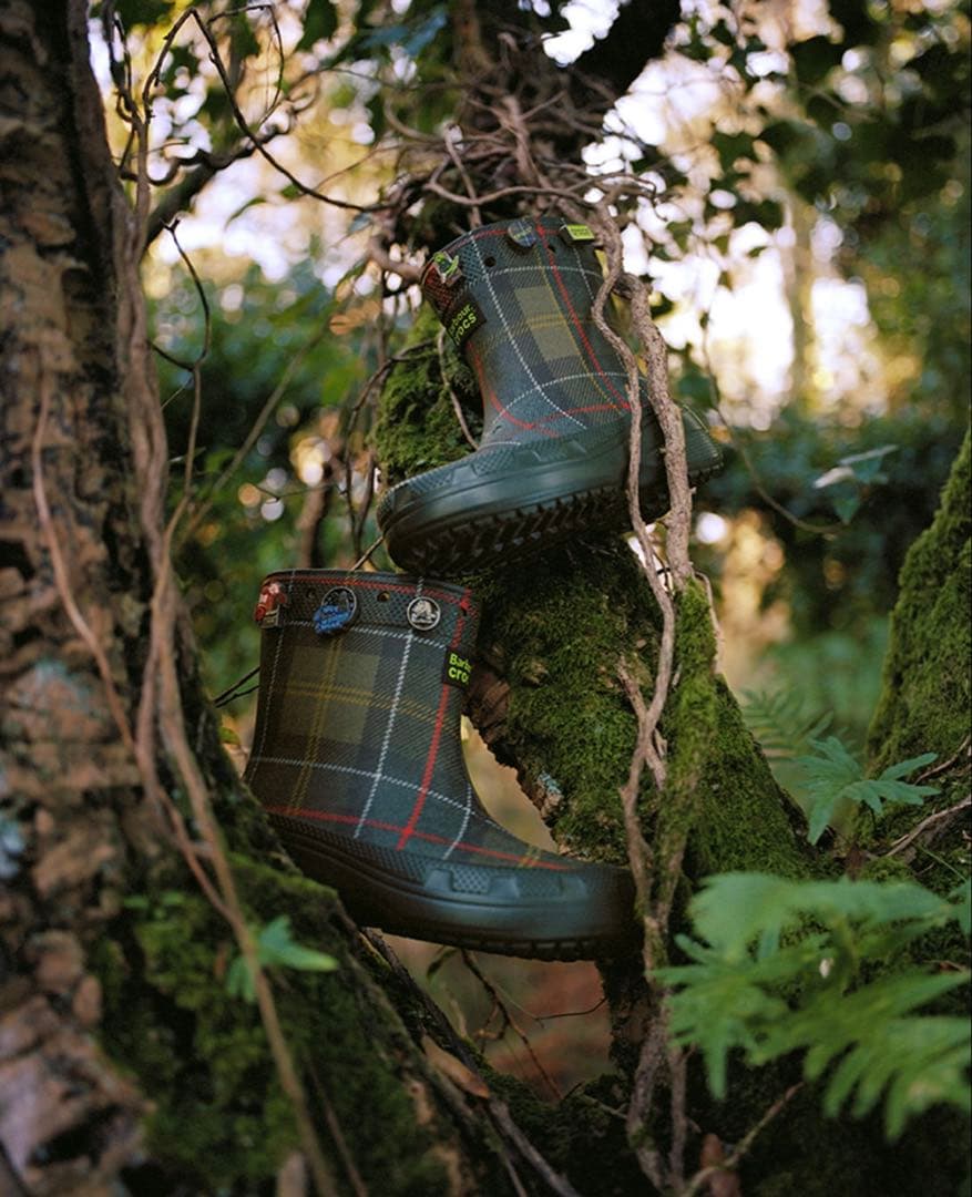 《Barbour × Crocs》タータンチェックウェリントン ブーツ　サイズ8