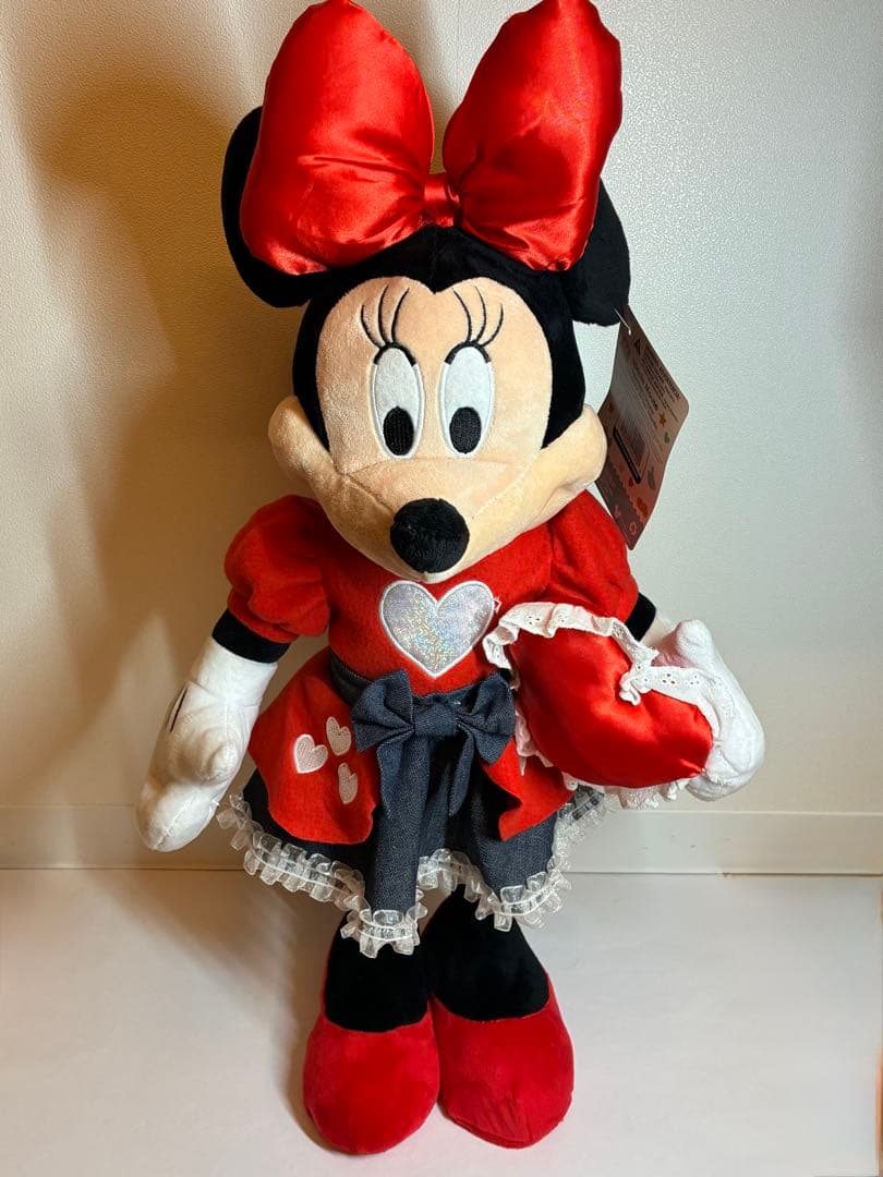 希少・タグ付】ミニーマウス バレンタイン グリーター ぬいぐるみ 日本