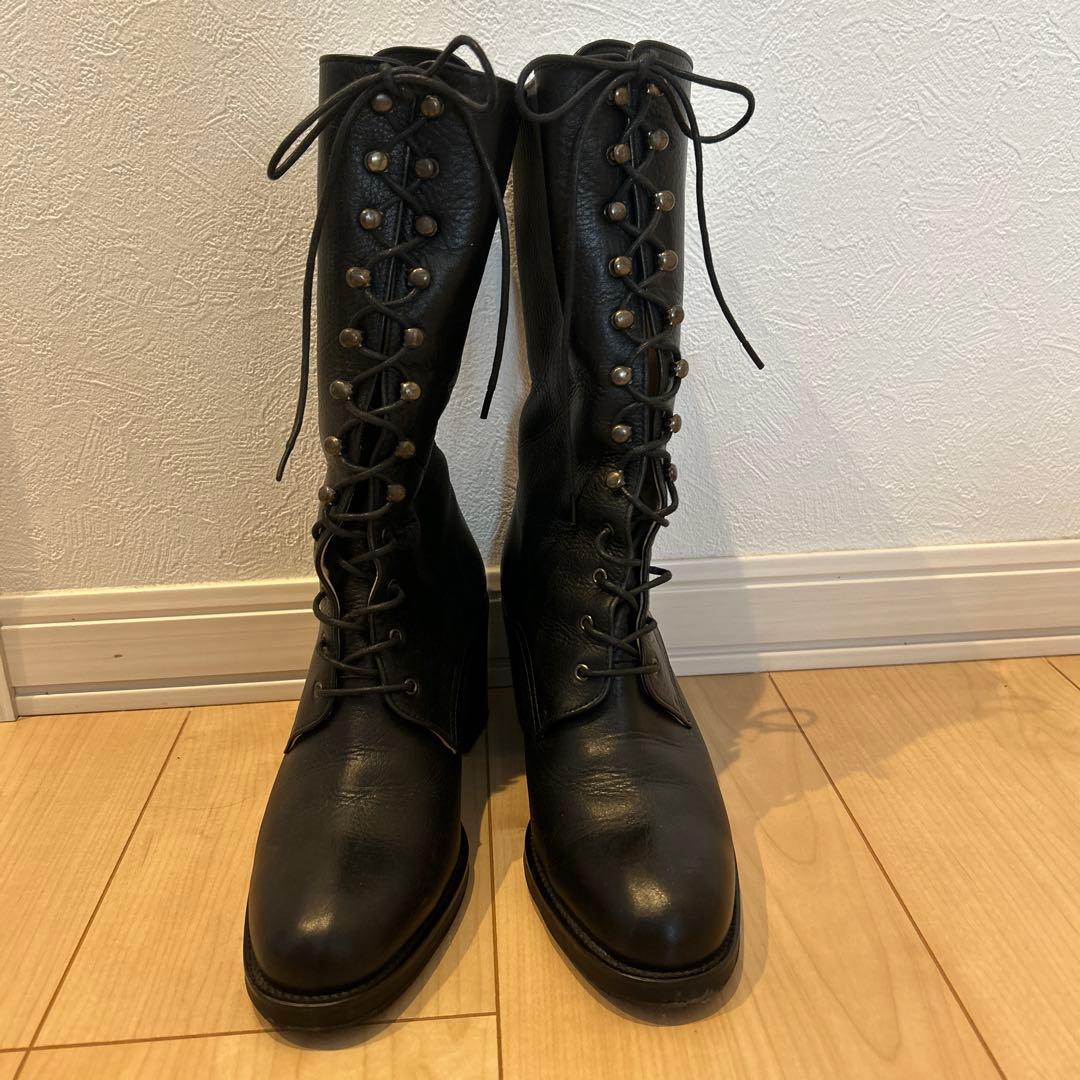 マーガレットハウエルの黒いレースアップレザーブーツ - メルカリ