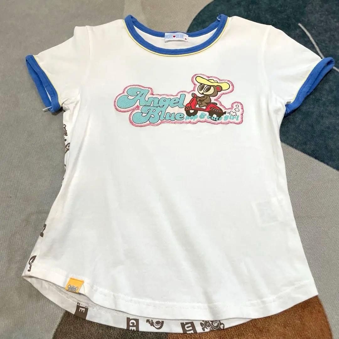 Y2K 平成レトロ エンジェルブルー Tシャツ チビt 短丈 女児 キャラ
