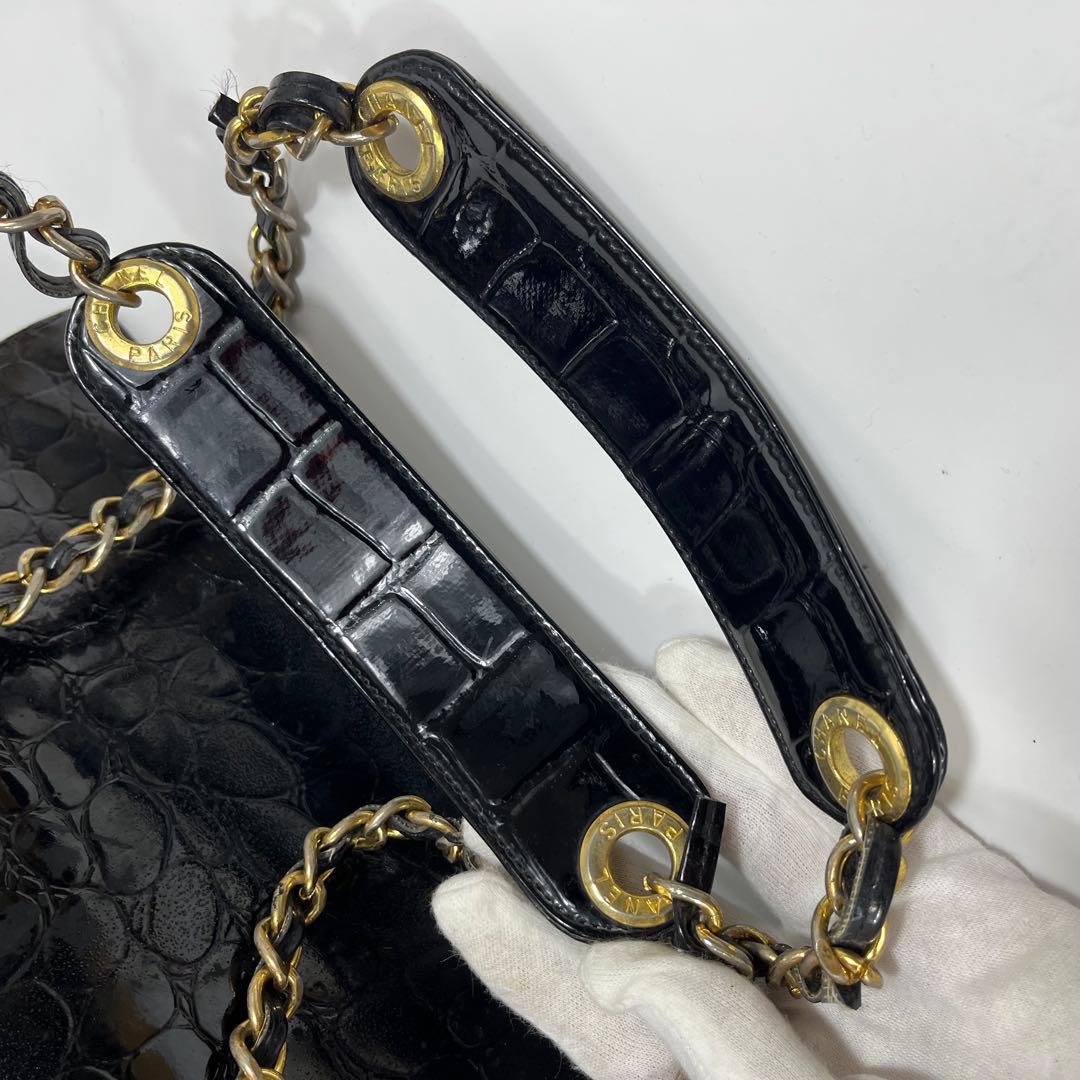 ✨ジャンク特価✨CHANEL チェーンバック エナメル クロコ型押し ココ