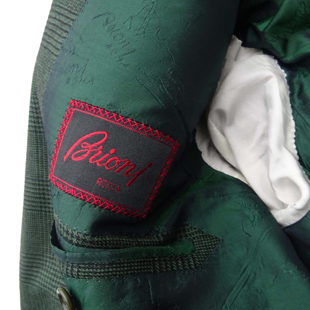 イタリア製赤タグ ブリオーニ Romaダブルスーツグレンチェックグリーン