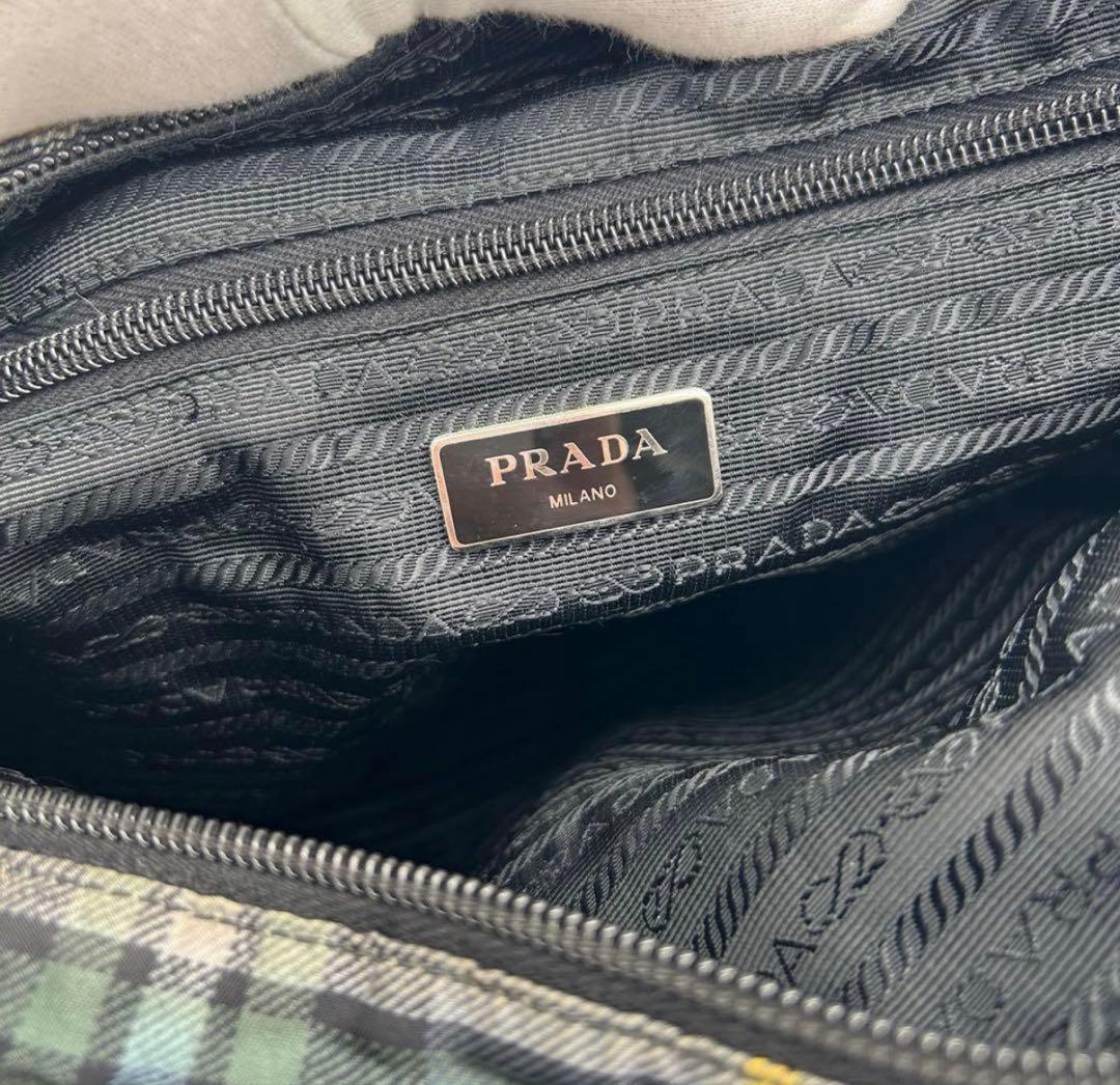 PRADA ショルダーバッグ タータンチェック ナイロン グリーン - メルカリ
