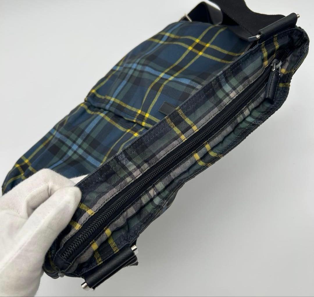 PRADA ショルダーバッグ タータンチェック ナイロン グリーン - メルカリ