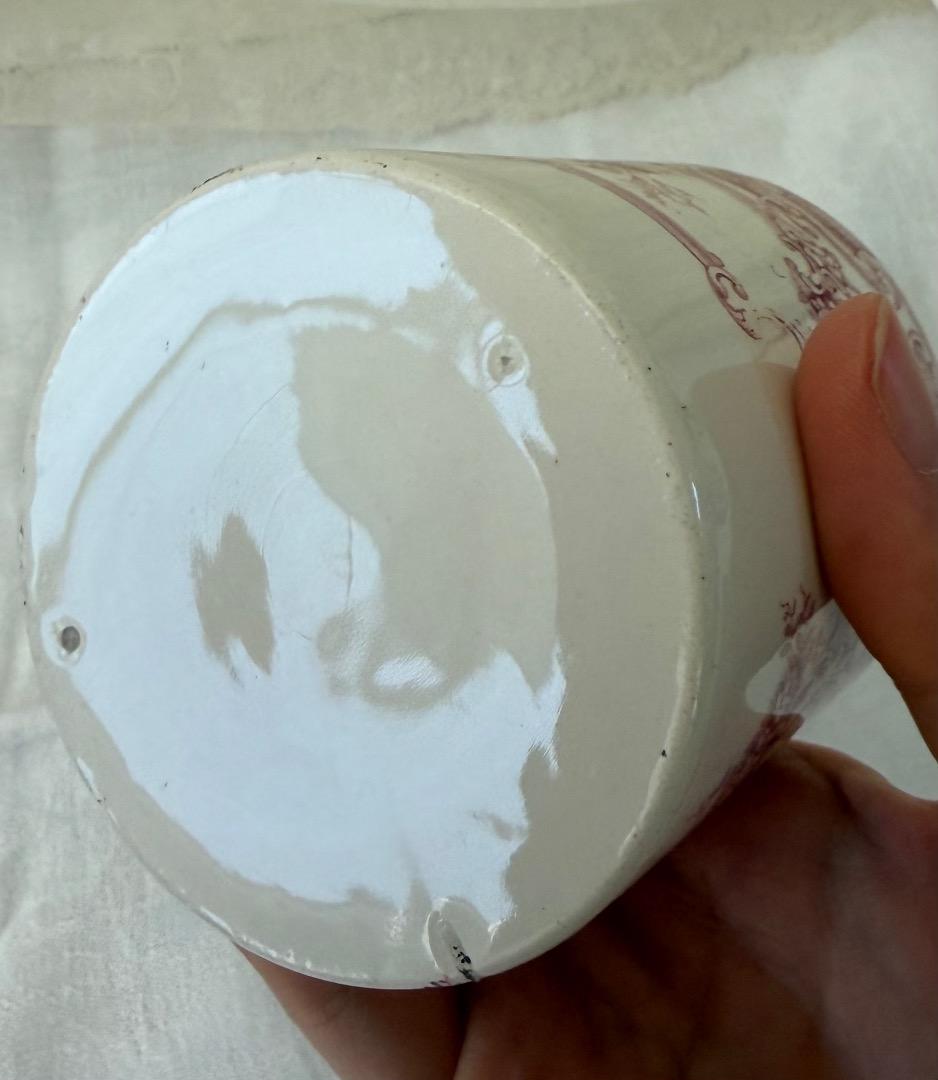 美品 フランスアンティーク ポット BFK窯 DAUPHIN ロカイユ模様 花柄