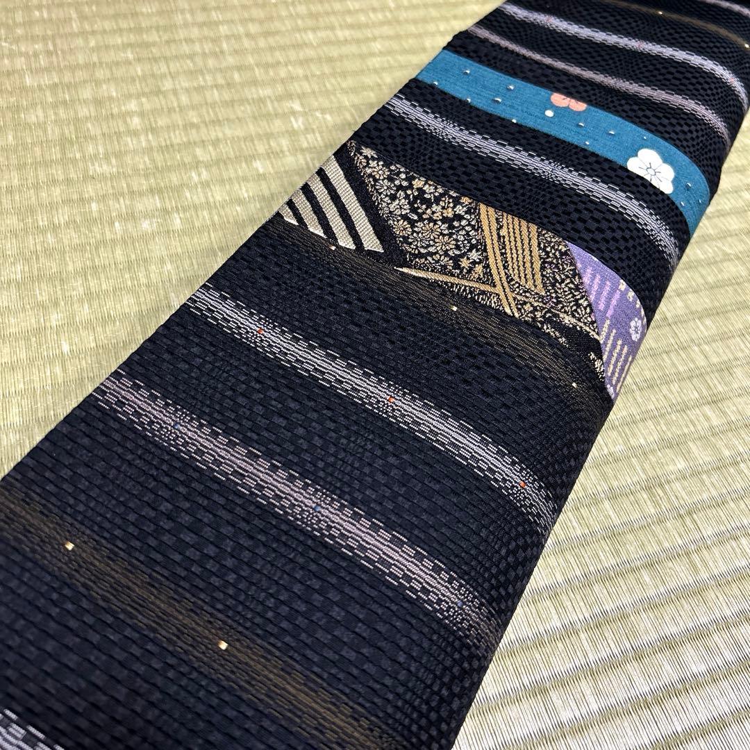 正絹　袋帯《縞　きりばめ》