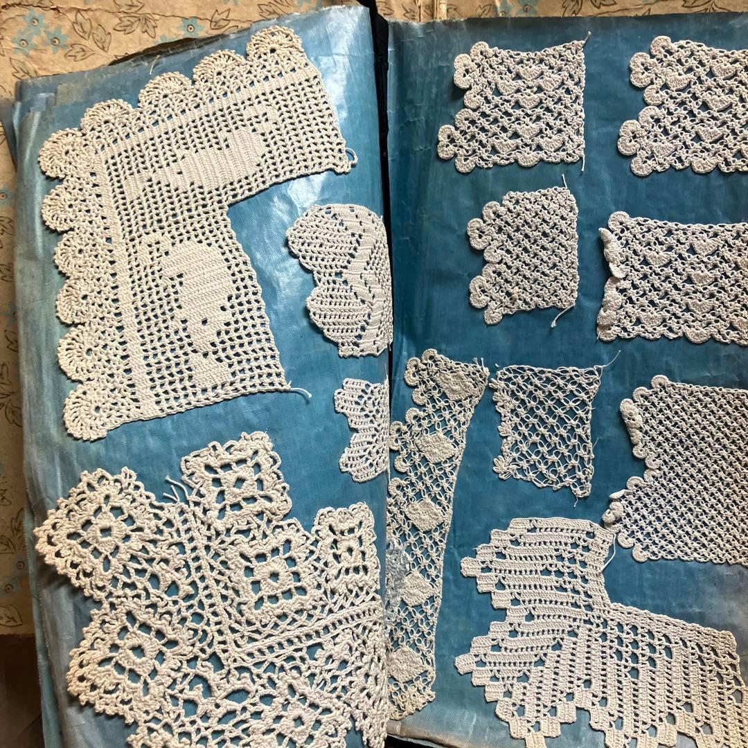 フランスアンティークレースの見本帳 アンティークレースサンプル見本帳 1ページ 両面17種 レース