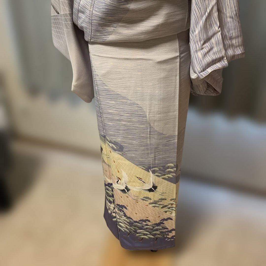 yamaguchi様極美品☆加賀友禅訪問着袷☆落款あり☆舞鶴☆グレー