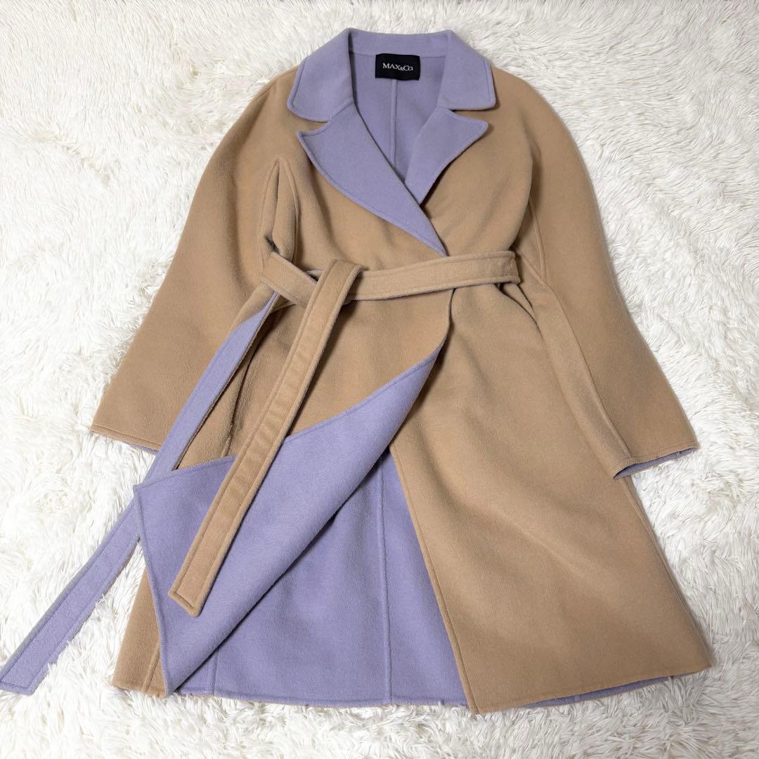 マックスアンドコー ダブルフェイス バイカラー ウールコート ウールカシミヤダブルフェイス ビックカラーコート | maison