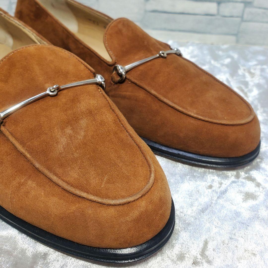 【極美品】✨GUCCI 22.5cm 革靴 茶 スエード ビット金具 35.5