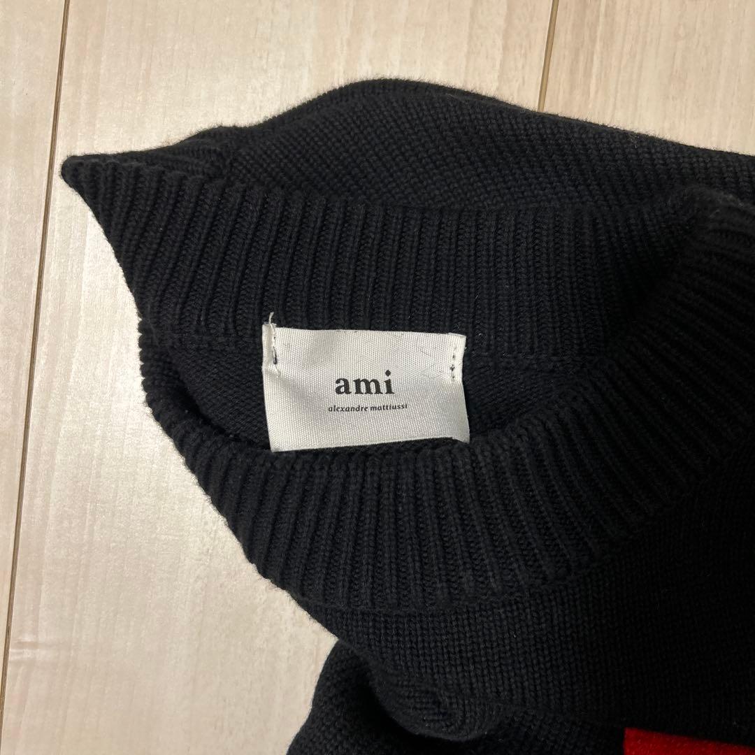ami paris黒 ニットセーター ハート刺繍 - メルカリ