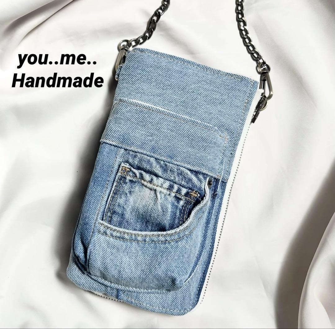 J*^様 デニムリメイク　ウォレットショルダー　スマホショルダー　長財布　薄デニ 10) ウォレット ショルダー お財布ショルダー デニムリメイク