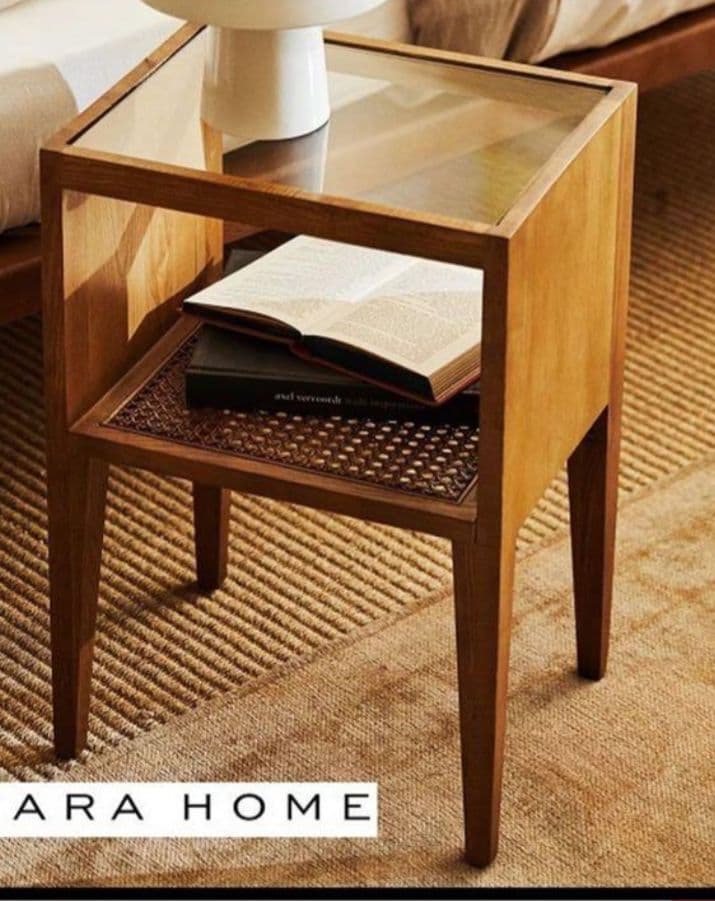 ZARA HOME ザラホーム】サイドテーブル ガラス×ラタン×ウッド - メルカリ