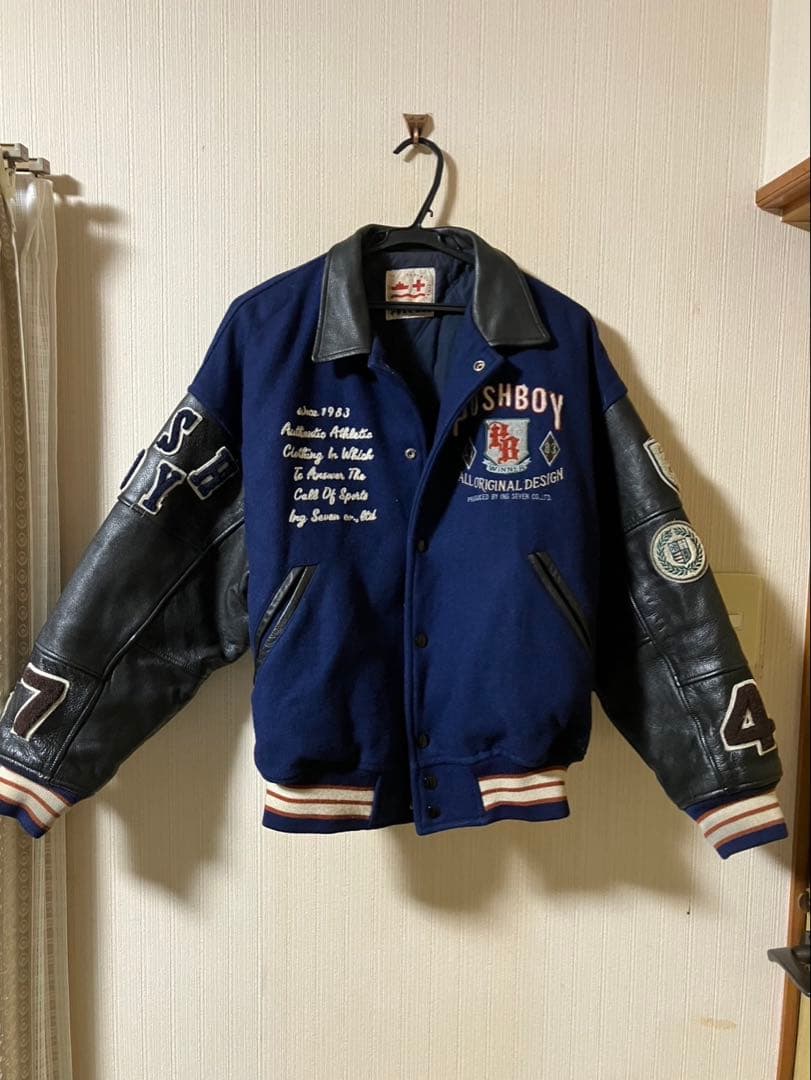 POSH BOY ポッシュボーイ スタジャン 袖革 ウール ナイロン 牛革