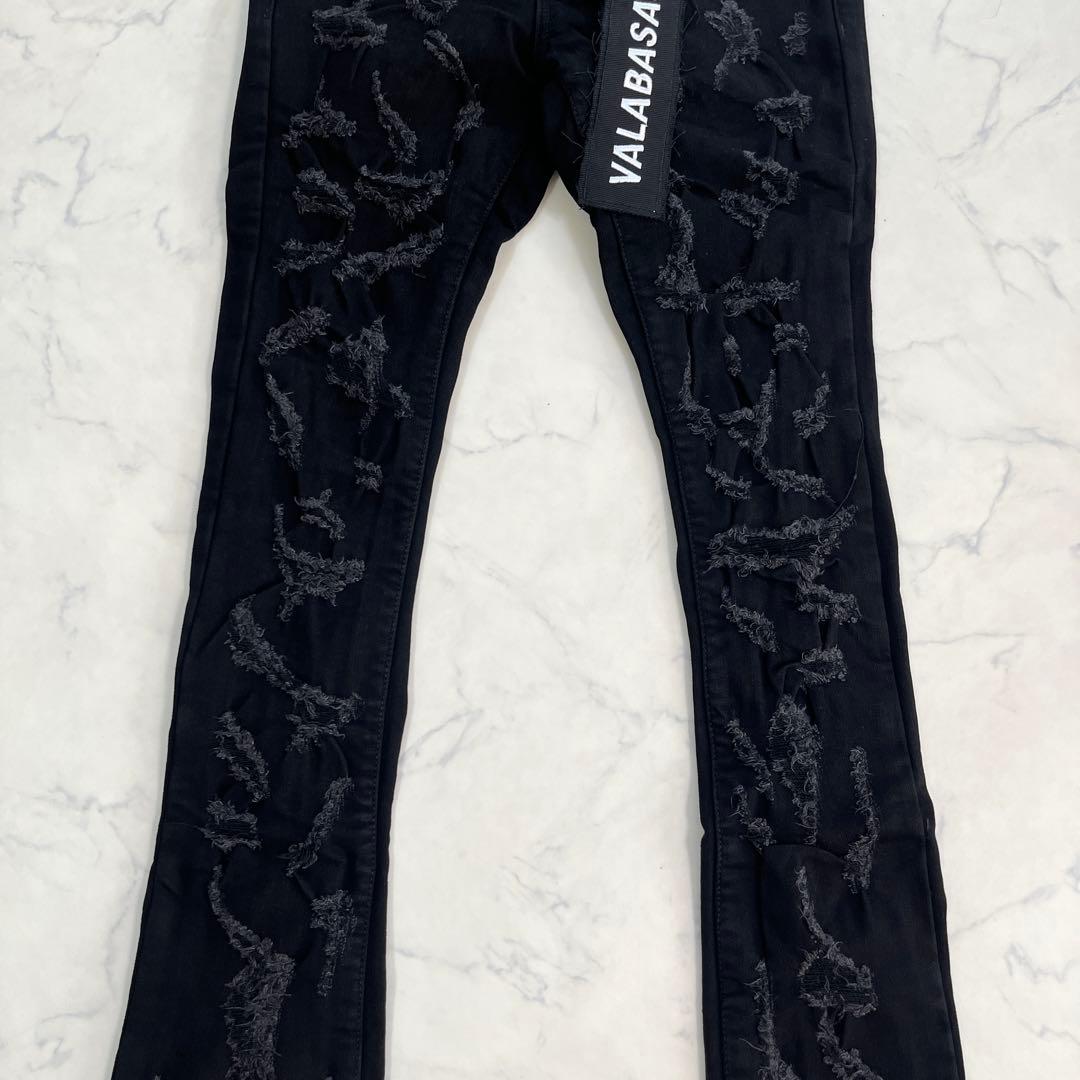 valabasas バラバサス ハードクラッシュストレッチフレアデニム 黒 29