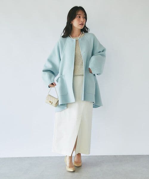 ライトラグランフレアコート La boutique BonBon サックスブルー