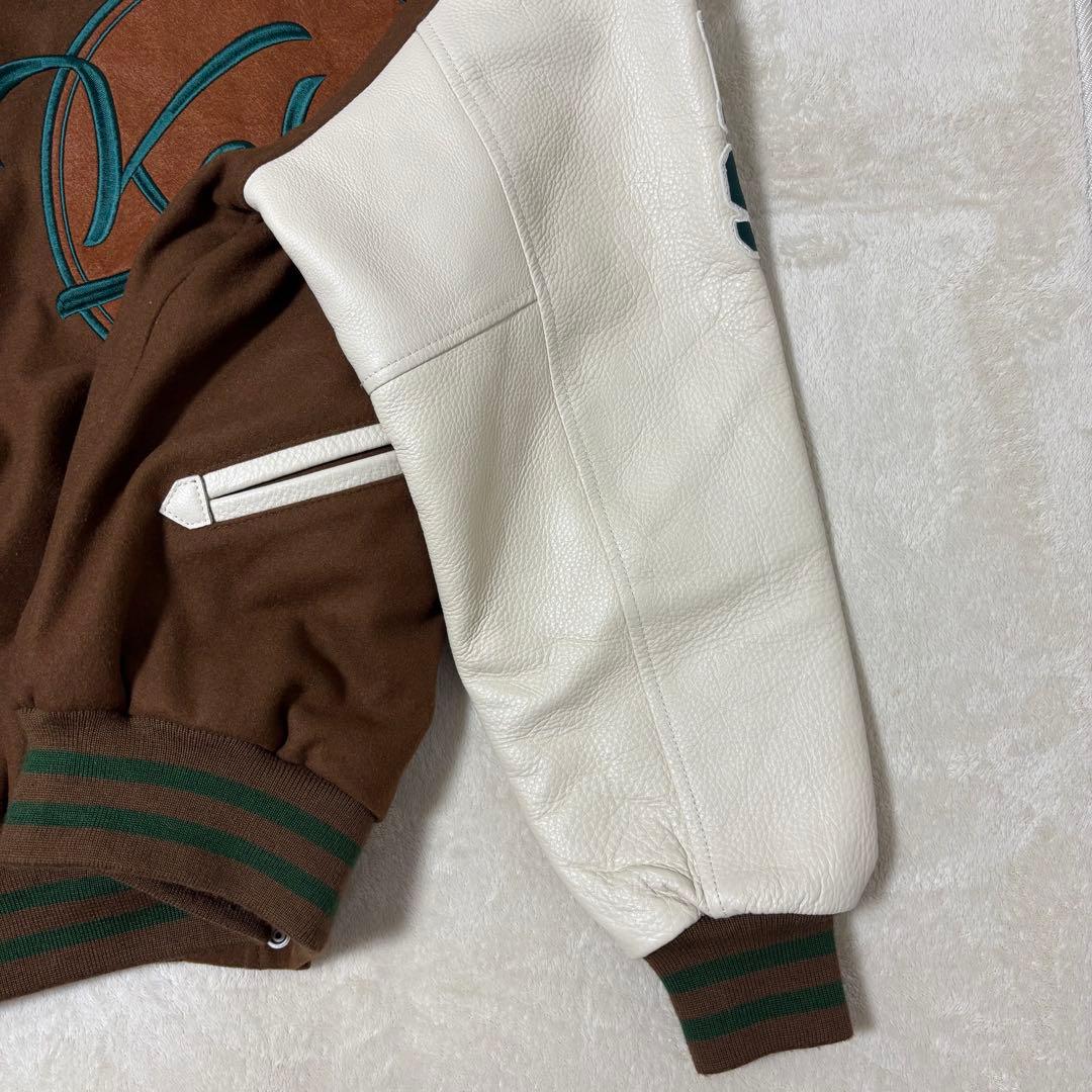 keboz スタジャン ブラウン レザー切替 - メルカリ