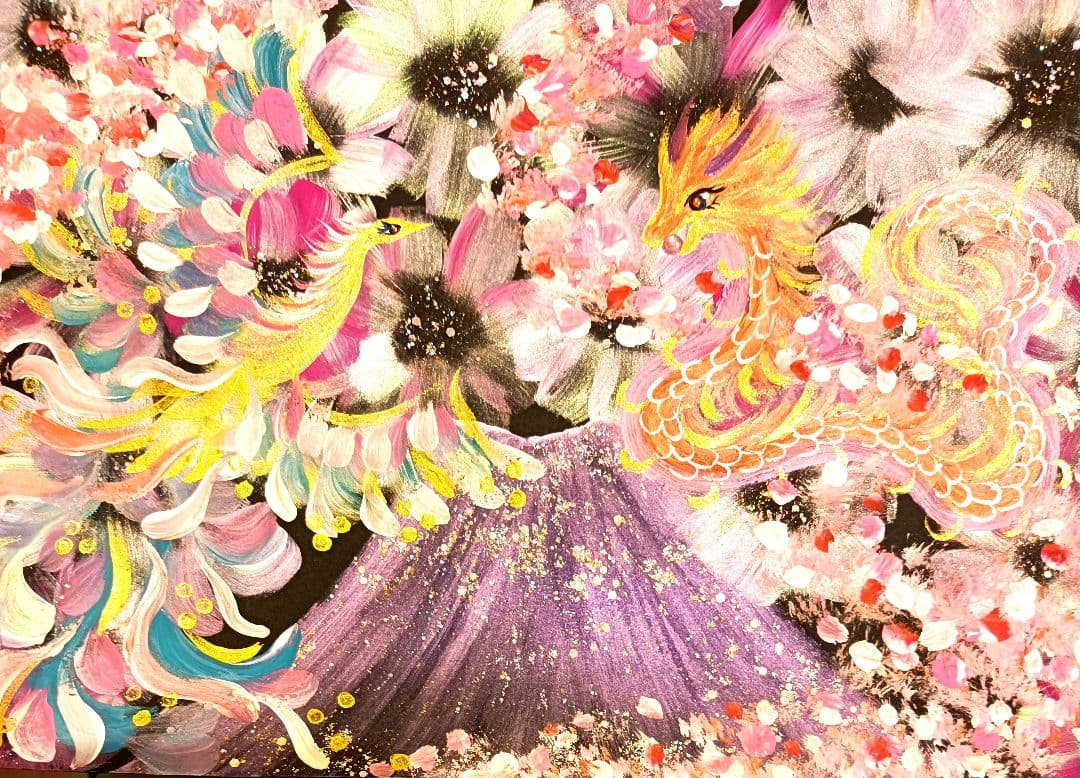 開運絵画　❀天赦日作成❀天赦の恵み(^^)最強幸運絵画晴々コンビ様 本日は超最強開運日！天赦日×一粒万倍日】2枚同時に見ると、突然、超