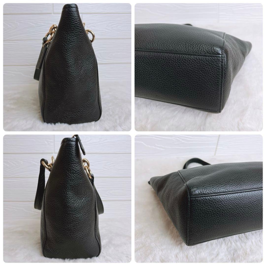 極美品☆COACHコーチ 2wayショルダーバッグ ブラック シボ革レザー