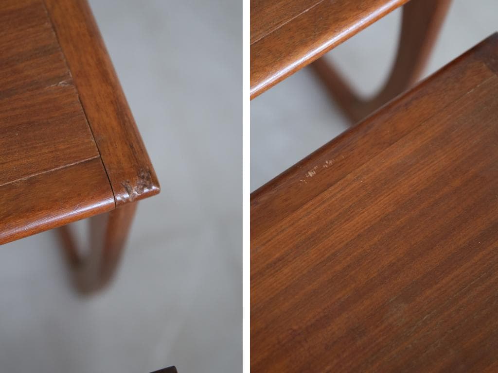 IZ88485N☆SUNELM 英国アンティークSUNELM製チークネストテーブル3台