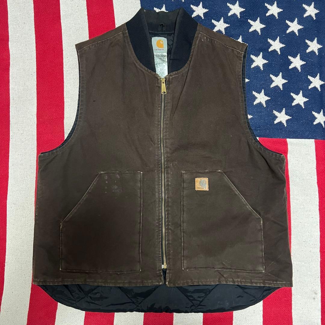 90s カーハートCarhartt ダッグベスト メキシコ製 ヴィンテージ 90s古着 Carhartt カーハート ダックベスト メキシコ製 革パッチ