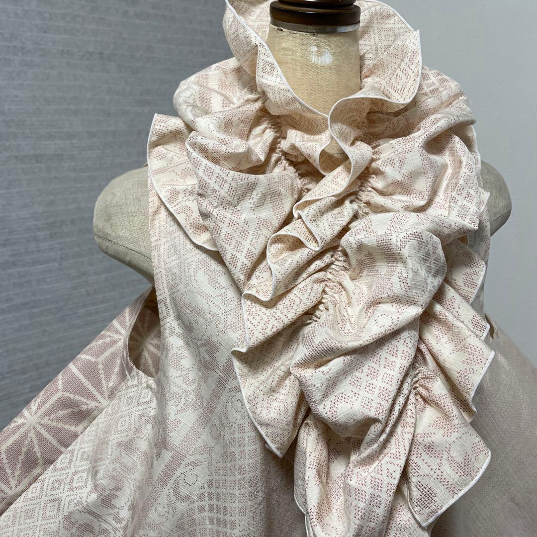 着物ワンピーステントラインマキシ丈《20》塩沢紬・結城紬・白大島紬等 L〜くらい