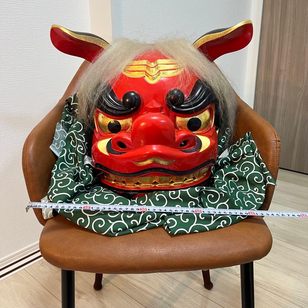 獅子舞 獅子頭 石岡 木彫 置物 古美術 神楽 木製 木彫 - メルカリ