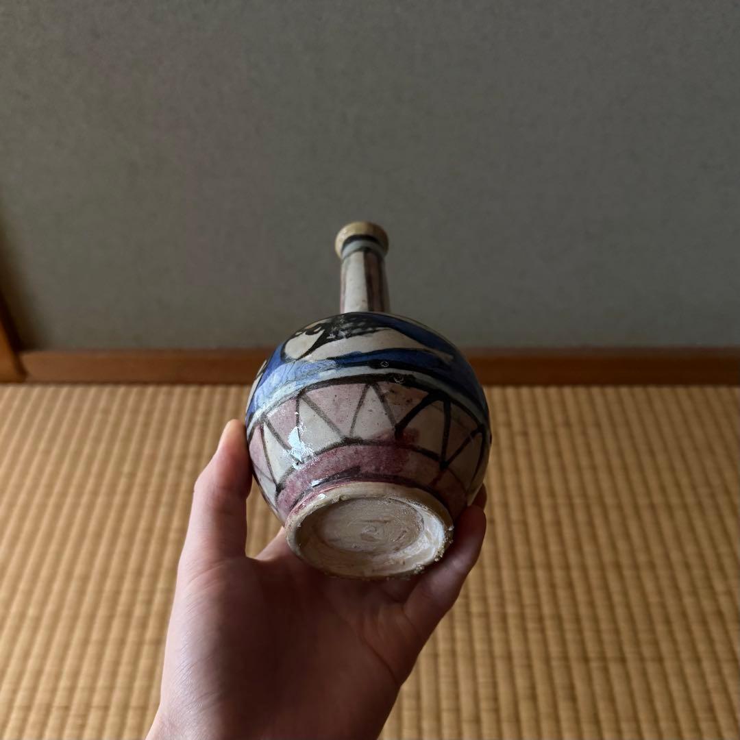 マジョリカ焼 マヨリカ焼 色絵魚文瓶 18世紀 古美術 骨董 デルフト