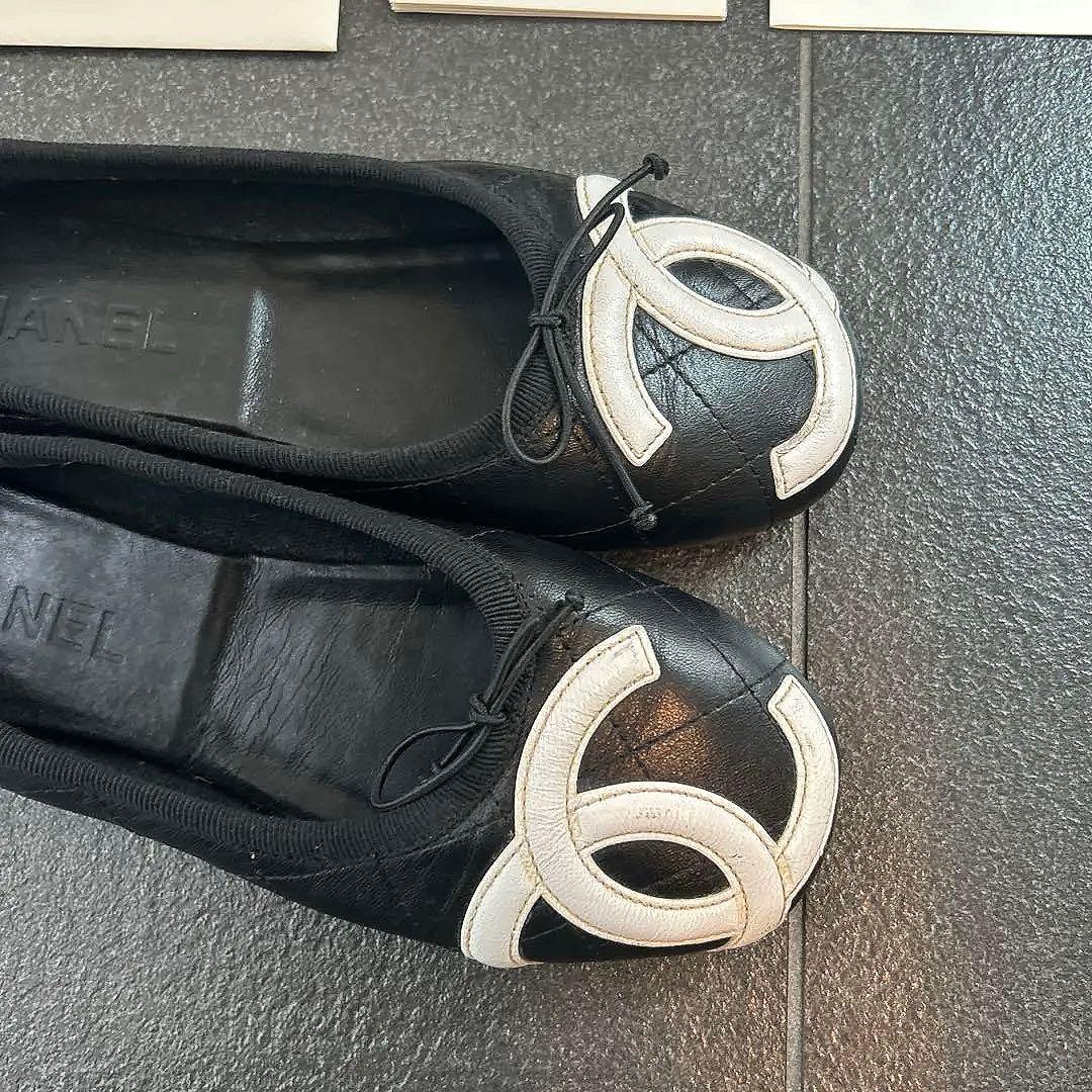 CHANEL 美品 カンボン フラット シューズ ココマーク 22.5cm 35