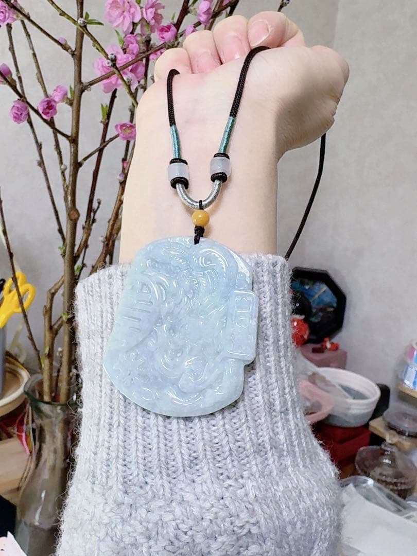 CS-0482 天然本翡翠《本物保証》「鳳凰牌」翡翠ペンダント - メルカリ