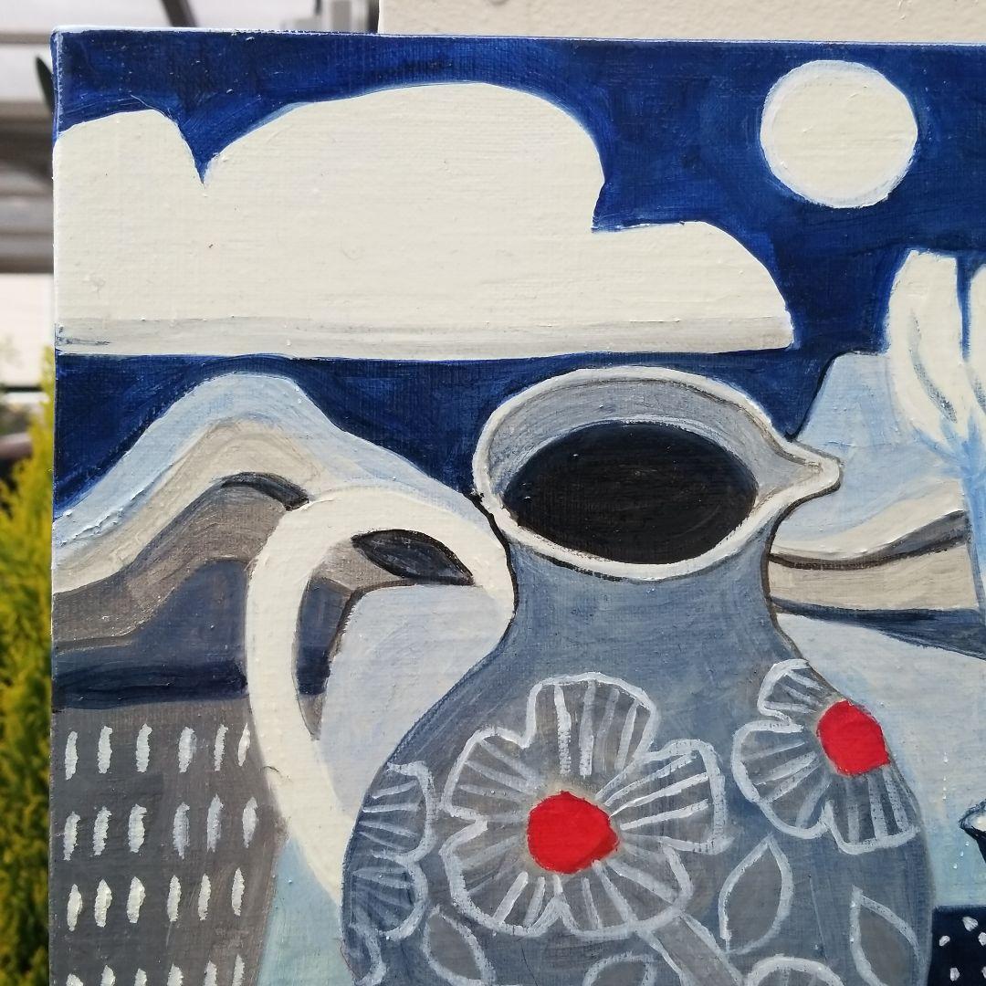 油絵 専用 月を見ながらのティータイム