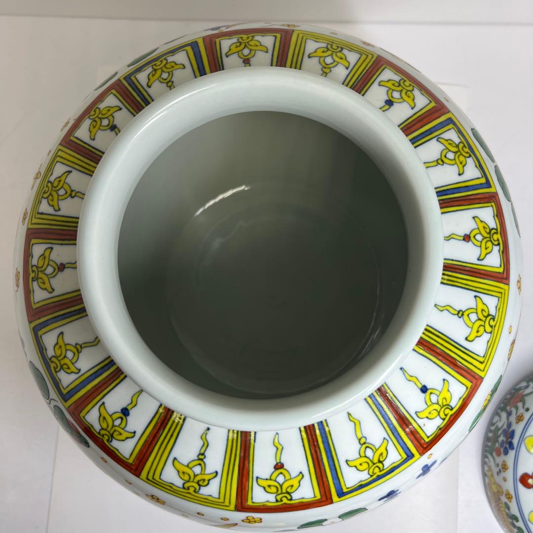 中国美術 色絵蓋付壺 高さ約35㎝ 東Y8-0224① - メルカリ