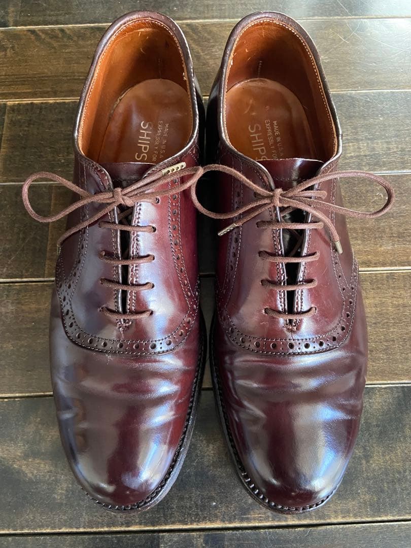 【SHIPS別注】Alden 994 コードバン サドル 6.5D バーガンディ