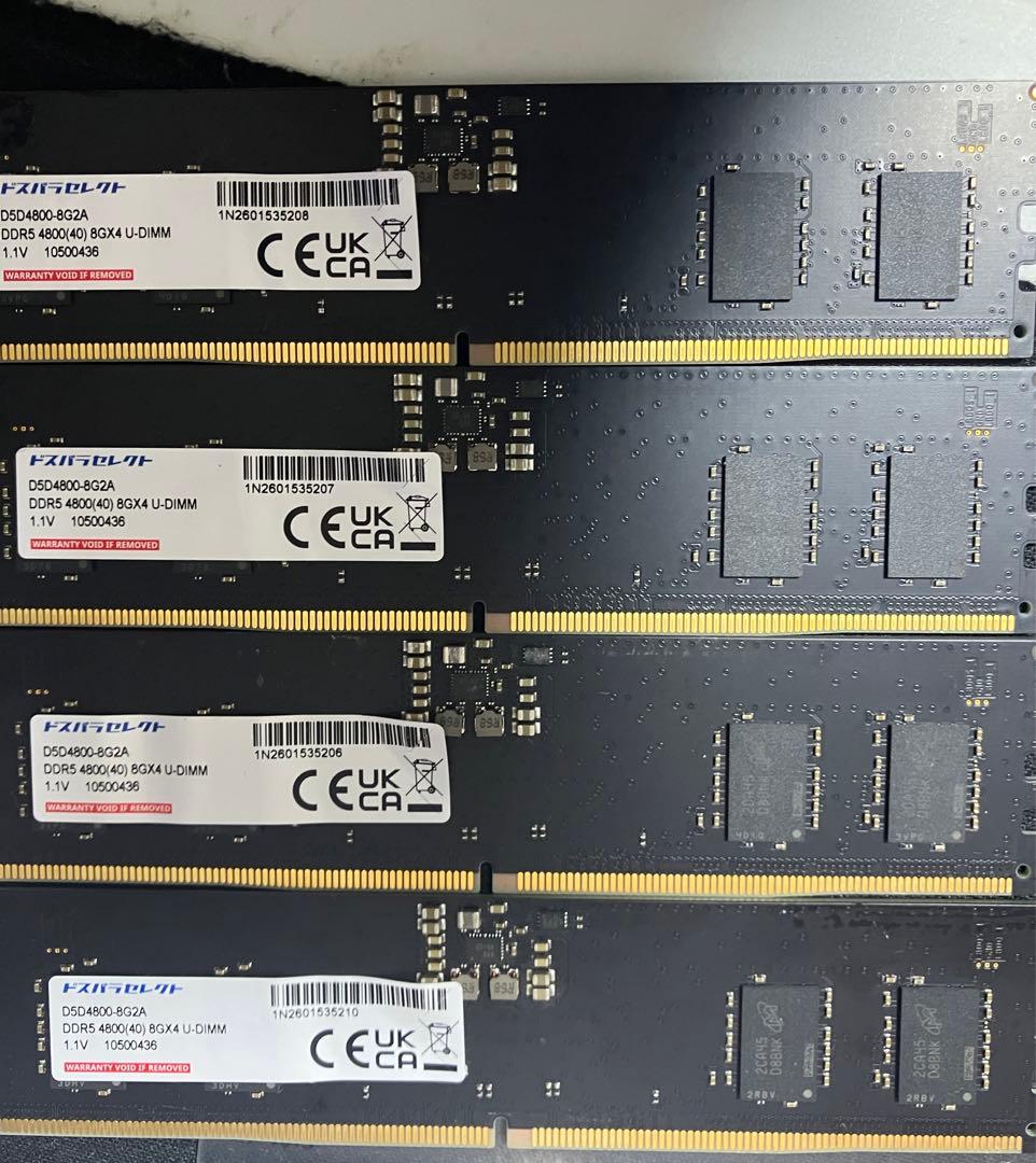 ドスパラセレクト　DDR5 8GB × 4 4800 8GB 2枚=16GB DDR5-4800（PC5-38400）ドスパラセレクトメモリ D5D4800