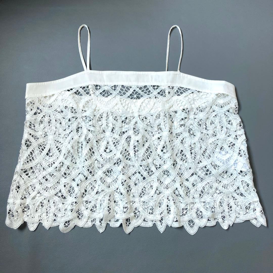 【クマミ】23区　エンブロイダリージャージーレースキャミソール 48 極美品 23区 エンブロイダリージャージー レースキャミソール付き 38